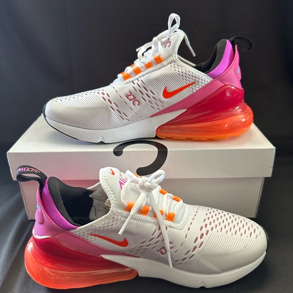Nike Air Max 270 White with Pink and Orange Accents - Picture 1 of 5